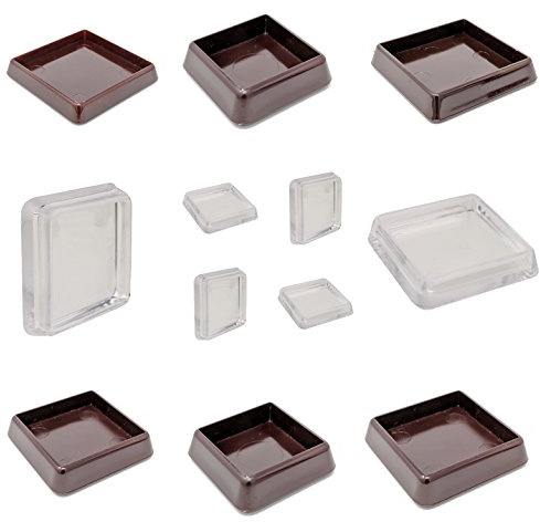 40x40mm Clear Furniture Cups, Pack of 4 Carpet Protectors for Square Furniture Legs - Made in Germany (See Second Image Before Ordering)