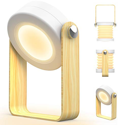 Tischlampe LED Nachttischlampe Klappbare Tragbare Laternenlicht Schreibtischlampe mit Touch Control, 3 Helligkeitsstufen, 1200mAh, USB Aufladung, Camping Laterne Lampe für Weihnachten, Innen, Außen