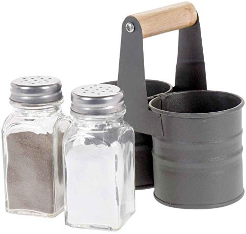 Salz-und Pfefferstreuer mit Halterung Menage Salzstreuer Gewürzstreuer Tischdeko