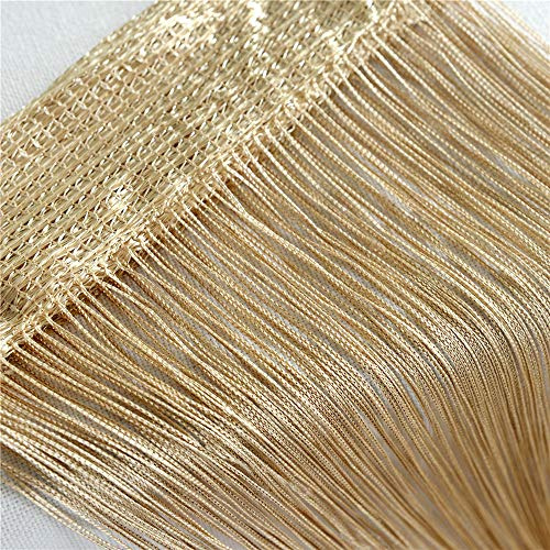 GLITZFAS Vorhänge 100 x 200 cm Fadengardine Fadenvorhang Wandvorhang Schaufensterdekoration, Dekorative Gardine Raumteiler Fliegenschutz für Hochzeit, Café, Restaurant (Champagner)
