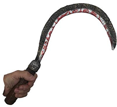 Fegato di Grim Reaper , arma finta, sanguinosa, falcio spaventoso sangue macchiato