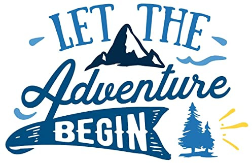 Samunshi® Let The Adventure Begin Schriftzug Aufkleber Sticker Autoaufkleber Scheibenaufkleber Motorradaufkleber - 25x16,5cm hellblau