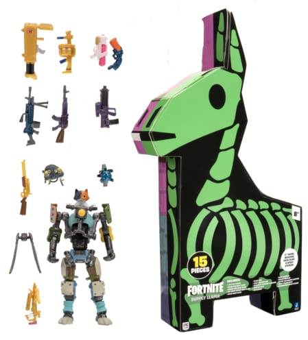 FORTNITE FNT0796 Supply Llama - Unboxing Set KIT, bewegliche Actionfigur mit 9 Waffen, Zubehör und exklusivem Sticker, Spielzeug ab 8 Jahren