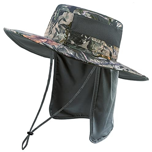 Bassdash Sonnenhut Fischerhut Bucket Hut UPF 50+ UV-Schutz Wasserdichter taktischer Angelhut mit breiter Krempe Einstellbare Größe mit Abnehmbarer Halsklappe für Männer und Frauen
