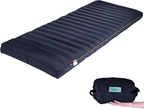 Human Comfort Luft Bett TC Chatou Luftmatratze Camping – Aufblasbare Isomatte 203x80x13 cm – Komfort Luftbett für Camping & Gästebett – 100% Baumwolle – Blau
