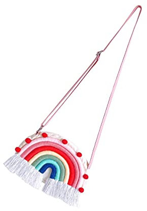 TOYANDONA Regenbogen Crossbody- Tasche Kinder Geldbörse Crossbody Regenbogen Tasche Kreative Handtasche Regenbogen Wolken Zipper Verschluss Schulter Taschen Rot Weiß