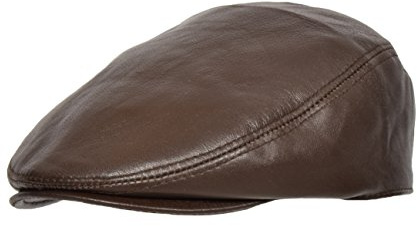 A1 FASHION GOODS Wilfred Schiebermütze aus echtem Leder, braun, 60