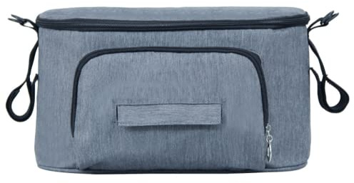 Sauberer und sicherer multifunktionaler Kinderwagen-Organizer, Baby-Kinderwagen-Tasche, Baby-Kinderwagen-Aufbewahrungstasche, Milchflaschen zur Aufbewahrung von(grau, Mit Riemen)