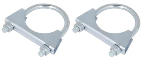 2 x M8 Pipe Clamp/U Bolt Clamps with Nuts/Mild Steel Connector Joint Clip. (M8 48mm)