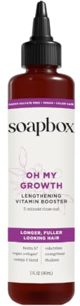 Soapbox Oh My Growth, Lengthening Vitamin Booster Treatment for All Hair Types with Biotin, Vegan Collagen & Vitamins A & C, Paraben & Cruelty Free, For Thicker, Fuller Hair for Men & Women (5 oz)