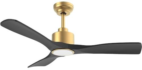 OFANTOP 132 cm elegantes Schwarz-Gold-Deckenlicht mit Lüfter, Alexa-kompatibel, Fernbedienung für Helligkeit und Farbtemperatur, leiser DC-Motor für Wohnzimmer und Küche