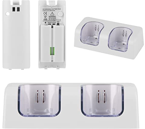 Chargeur pour Manette de Wii avec 2 Batteries Rechargeables,Chargeur de Wiimote pour Wii Support de Charger de Wii Station de Charge de Wii pour Télécommande de Wii