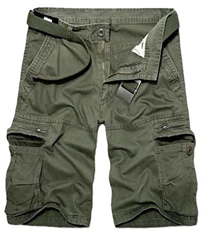XianXinXn Pantalones Cortos para Hombre MultiBolsillo Cargo Caza Al Aire Libre Pesca Deportes Combate Militar Táctico Pantalones Cortos De Trabajo para Hombres (sin Cinturón) Verde Ejército M