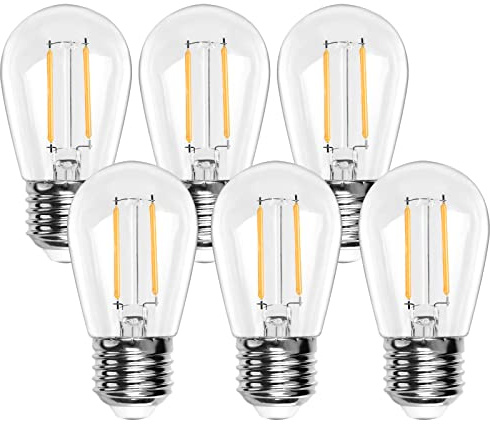 Spacelumen Ampoule à vis E27, ampoule LED vintage Edison S14, ampoules d'extérieur blanc chaud 2 W 2700 K, lot de 6