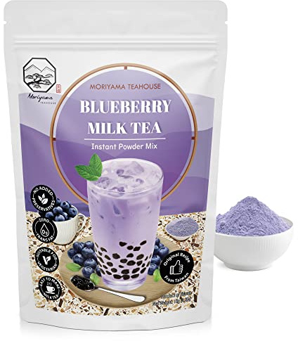 Blueberry Bubble Milk Tea Instant 3in1 Powder Mix - 1kg (33 Drinks) | For Boba Tea, Milkshake, Blended Frappe and Bakery | Authentic Taiwan Recipe | 0 Trans Fat, No Preservatives by Moriyama Teahouse