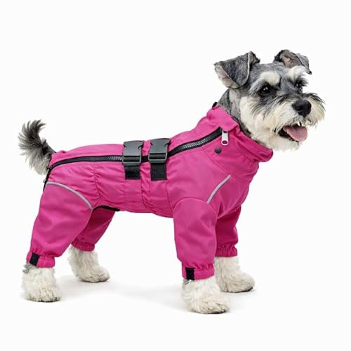 wasserdichte Hundejacke, leichte reflektierende Sicherheits-Hunderegenjacke, Winddichte und schneesichere Hundeweste für kleine, mittelgroße und große Hunde. Rosered S