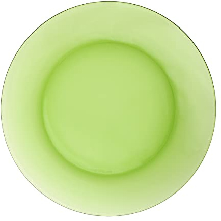 Duralex LYS Collection | Green Glass Dinner Plate 23.5 cm | Set of 6 | Heavy Duty Glass, Dishwasher Safe, Made in France