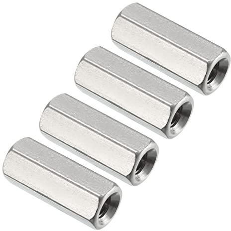 PATIKIL M5x0.8 Passo 20mm Lungo Metrico Esagonale Attacco Dadi, 4pz 304 Acciaio Acciaio Fissaggio per Accoppiamento