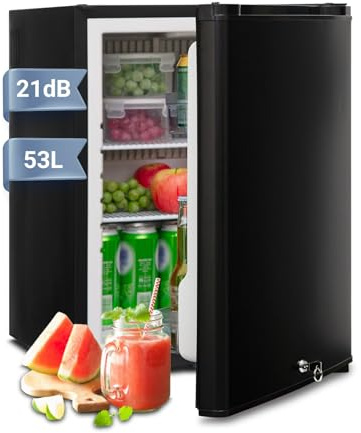 Techomey Kühlschrank 12v 230v, Camping Kühlschrank 12V, Umkehrtür, Absorber Kühlschrank für Wohnmobil, Wohnwagen, Haus, Hotel, Schwarz, 51L