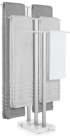 KES Handtuchhalter Stehend Badetuchhalter 3 Stangen Handtuchständer Freistehend Marmor Edelstahl 18/8 Handtuch Ständer, BTH217S3