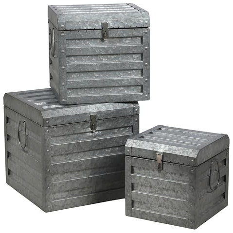 Urban living LOFT & METALL COFFRE EN METAL NOIR X3 S31X21XH23CM/M42X26XH28CM/L53X32XH34CM