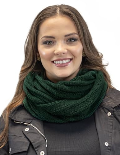 Vivisence Mujer Bufanda Infinita Invierno Tejido Cálido Doble Vuelta Confort, Verde,Talla Única