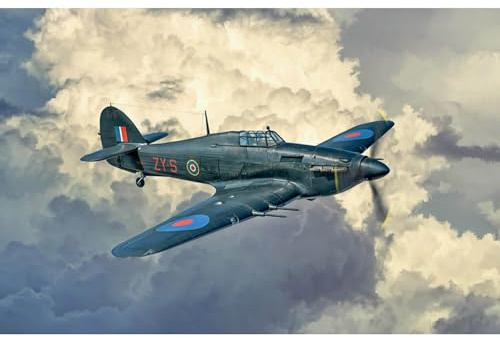 Italeri 2828 1:48 Hurricane MK.II C - modellering, Kit, Golvmodell, Hobby, Lim, Plastsats, detaljerad, Grå