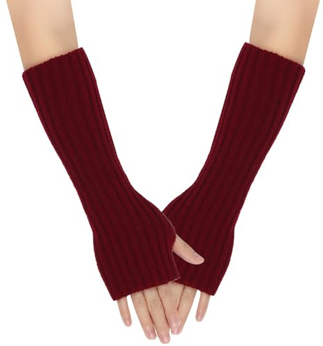 SJTJSPX Armstulpen Damen Mädchen Handschuhe Lange Handstulpen Fingerlose Winterhandschuhe Halbfinger Strickhandschuhe Einfarbig Armwärmer Stretch Pulswärmer Armlinge für Büro Tippen Computer