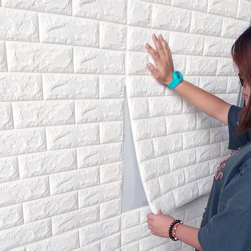PE Wandaufkleber Wandtapete, 3d Wandpaneele Selbstklebend, Tapete Steinoptik Tapete Ziegel, Wandpaneele Aus Styropor Wasserdicht, 3D Tapete für Schlafzimmer Wohnzimmer Badezimmer Küche,10 Stück ( Colo