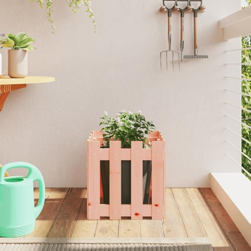 ARKEM Pflanzkübel Lattenzaun-Design 40x40x40 cm Massivholz Douglasie pflanzgitter Garten abtrennung Zaun