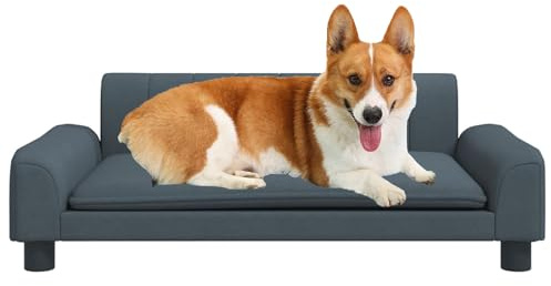 CLALER Hundesofa Dunkel grau 90 x 53 x 30 cm Plüsch Hundecouch Hundebett Haustiersofa hundesofa für kleine Hunde und mittlere Hunde