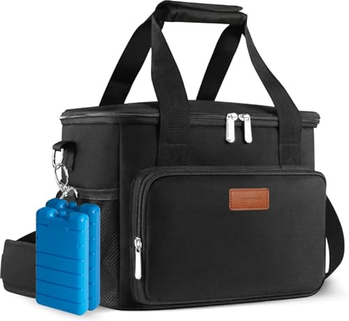TravelHawk kylväska svart – 15 liter – kylväska liten för strand, camping, lunch, resa isoleringsväska termoväska picknickväska på vägen, arbete, skola varm och kall