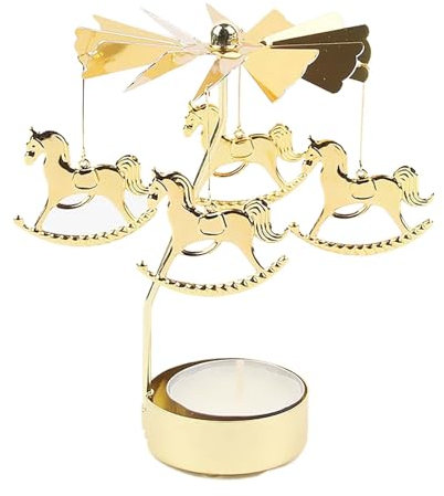 SHUOHONG Portacandele Girevole Rotante Natalizio in Metallo, Porta Candele Candele Tealights, Porta Candele da Tavolo, Portacandele da Tavolo, Candele Decorative per Natale Compleanno Matrimonio (Q)