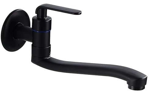 SXWYLZ Kaltwasserhahn Küche Wandmontage Wasserhahnverlängerung Küche Flexibilität Kaltwasserhahn aus Messing Kaltwasserhähne Wand Wasserhahn Schwarzem