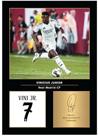 Icons Wall Art Vinicius Jr Real Madrid signiertes A4-Foto, Geschenk für Real Madrid-Fans, digital reproduziert, Signatur, ungerahmt