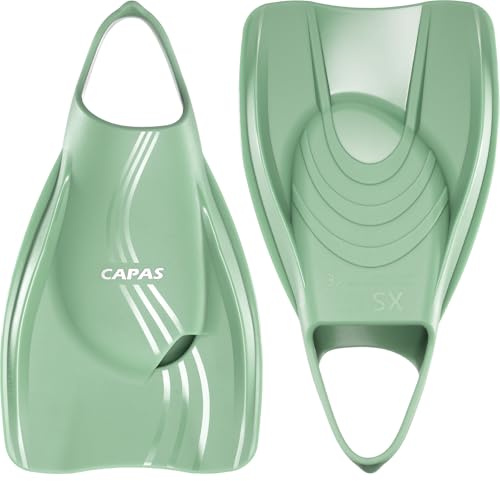 CAPAS Pro Swim Training Fins with Mesh Bag, Silicone Short Professional Swimming Fins, Left-Right Customized Open Heel Flippers