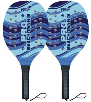 Racchetta da Beach Tennis Pro Sport con Pallina, Design Blu Ondulato, Impugnatura Ergonomica