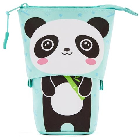 ACANICA Federmäppchen, 2-in-1 Standmäppchen, Teleskopisch Mäppchen, Federtasche Reißverschluss, Stifthalter, Schulmäppchen für Mädchen, Jungs, Teenager, Geschenke 7 8 9 10 11 12 Jahre-Panda