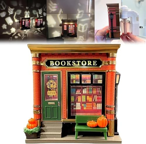 Bookstore WallFlower Projector Nightlight, Mini Bookstore Plug-in Fragrance Diffuser & Projector, 3D Bookstore Night Light, with Warm LED Glow and Book-Themed Projection,Gift for Book Lovers (1PCS)