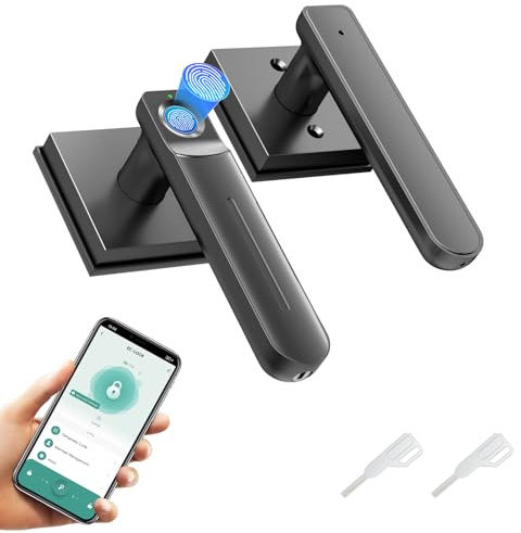 Gavdhe Fingerprint Door Lock & Biometric Door Knob with App – 3-in-1 Keyless Entry Smart Door Lock with Auto-Lock & Interior Lockable, Secure Your Home, Office, Bedroom & Apartment Black