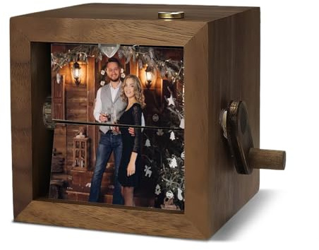 Individueller hölzerner LED-Klappbuchrahmen, personalisiertes Geschenk zum Jahrestag und Valentinstag für Paare