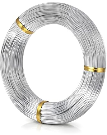 Alambre de aluminio flexible de calibre 18, carrete de alambre floral plateado de 1 mm y 164 pies para hacer joyas, envolver cuentas, esculpir jardín, corona, manualidades, cables de metal flexibles