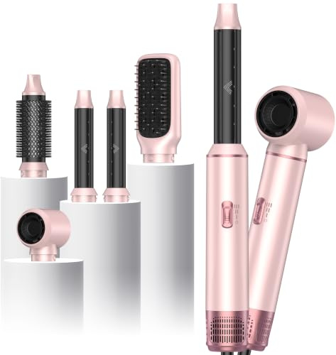 UMIGA Airstyler 5 in 1 Hairstyler Haarstyler Ionen Föhn Luft Lockenstab Magic Styler Warmluftbürste Föhnbürste Multistyler Rundbürstenföhn Lockenbürste Haartrockner Stylingbürsten, Rose