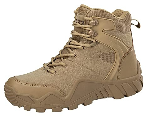 YOSUWOAI Botas tácticas con cordones para hombre Botas de senderismo antideslizantes Suela de goma resistente al desgaste al aire libre Aventura Botas militares ligeras Botas de entrenamiento Trekking