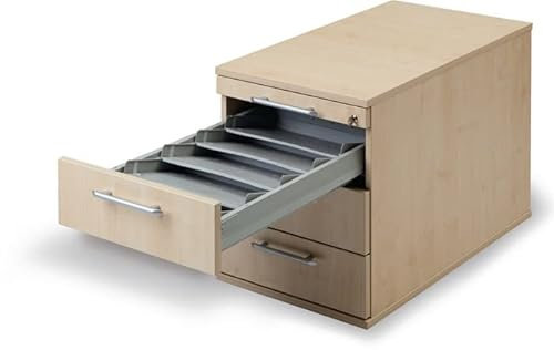 Rollcontainer TC mit 3 Schubladen, 42,8 x 80 x 51,2 cm, Grau, Relinggriff