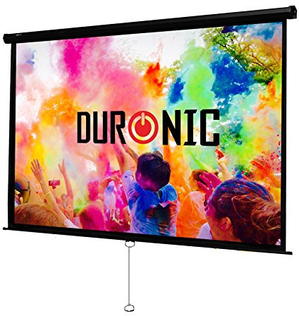 Duronic Projector Screen MPS100 /169 100’’ Manual Projection Screen Size: 221x124cm Matt White Pull Down | Home Cinema School Office 4K 8K Ultra HD 3D