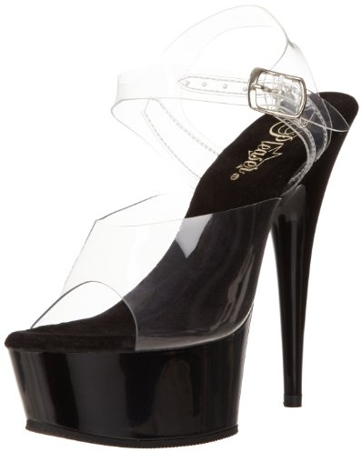 Pleaser - DELIGHT-608, Sandali da Donna, Multicolore(Clear/Black), 37