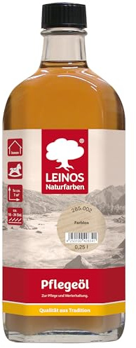 LEINOS Pflegeöl 285 | 0,25 L farblos (002) | Für alle geölten & gewachsten Holz-, Kork- & Linoleumflächen | Schutz gegen Laufstraßen | Seidenmatt & wasserabweisend | Innenbereich