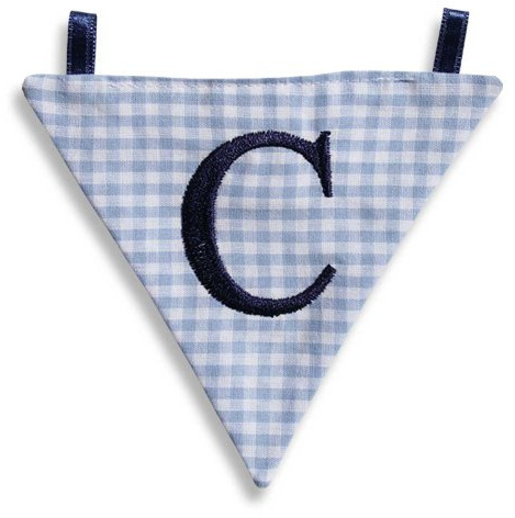 Hansekind Wimpel Wimpelkette mit Namen Buchstabe rosa od. blau Geschenk Taufe (C, Hellblau)