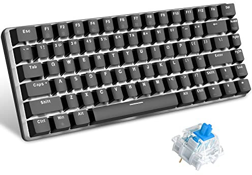 UrChoiceLtd AK33 Geek LED retroilluminato anti-ghosting USB Wired Gaming tastiera meccanica blu/nero interruttori per ufficio, Dattilografi e giocare (Nero/Interruttore blu)